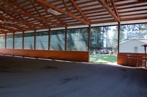 GaleShield Stationary Screens protect arena from rain, wind, snow, sleet & Hot Sun