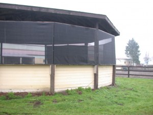 Wood framed Covered Round Pen with GaleShield Screens