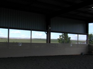 View of countryside through GaleShield Screens at Eastern Washington Arena