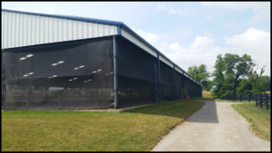 GaleShield CABLE MOUNT SCREENS installed on All-Steel Arena